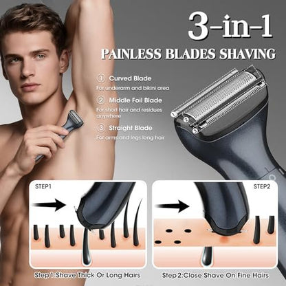 Dumite Ball Trimmer for Men - Waterproof Body & Pubic Hair Trimmer, LED Display, Groin Hair Shaver for Men & Women Avelisse
