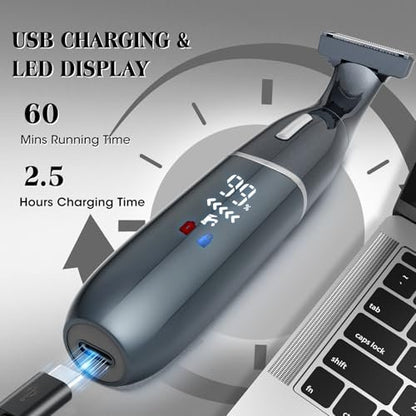 Dumite Ball Trimmer for Men - Waterproof Body & Pubic Hair Trimmer, LED Display, Groin Hair Shaver for Men & Women Avelisse