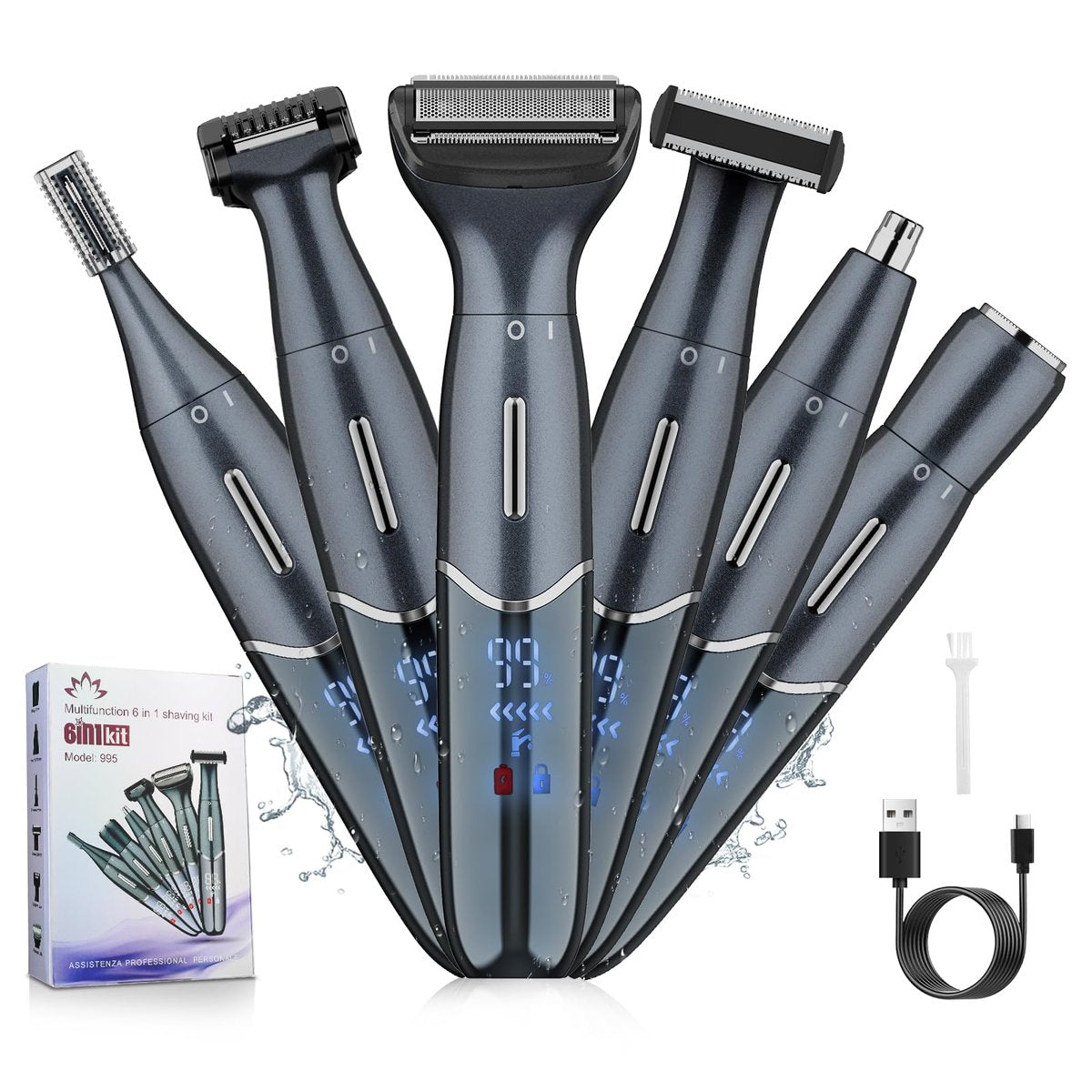 Dumite Ball Trimmer for Men - Waterproof Body & Pubic Hair Trimmer, LED Display, Groin Hair Shaver for Men & Women Avelisse