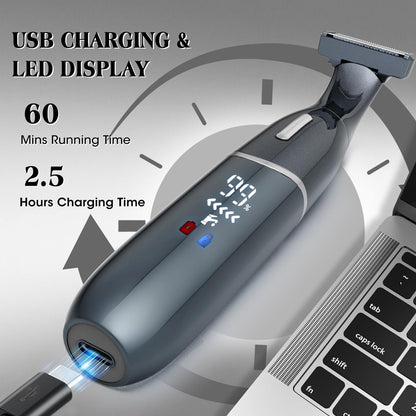 Dumite Ball Trimmer for Men - Waterproof Body & Pubic Hair Trimmer, LED Display, Groin Hair Shaver for Men & Women Avelisse