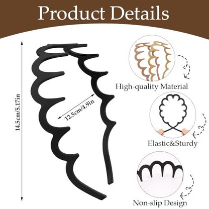 Aprince Zigzag Headbands 5-Pack - Neutral Matte Plastic Non-Slip Wavy Hairbands for Women & Men, U-Shape Reversible Retro 90s Comb Headband Avelisse