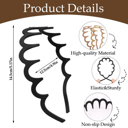 Aprince Zigzag Headbands 5-Pack - Neutral Matte Plastic Non-Slip Wavy Hairbands for Women & Men, U-Shape Reversible Retro 90s Comb Headband Avelisse