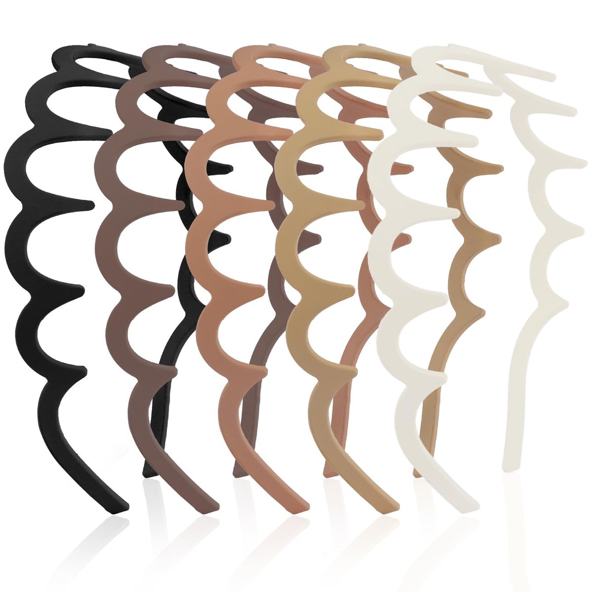 Aprince Zigzag Headbands 5-Pack - Neutral Matte Plastic Non-Slip Wavy Hairbands for Women & Men, U-Shape Reversible Retro 90s Comb Headband Avelisse