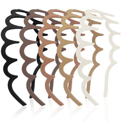Aprince Zigzag Headbands 5-Pack - Neutral Matte Plastic Non-Slip Wavy Hairbands for Women & Men, U-Shape Reversible Retro 90s Comb Headband Avelisse