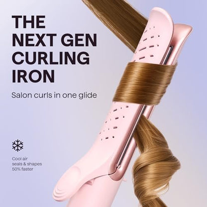 Wavytalk Airflow Styler Whirlwind Curl 2-in-1 Hair Straightener and Curler – Upgraded One Pass Curl Iron, Less Damage, Pink Avelisse