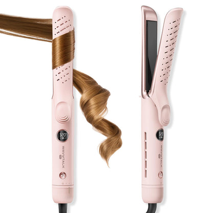 Wavytalk Airflow Styler Whirlwind Curl 2-in-1 Hair Straightener and Curler – Upgraded One Pass Curl Iron, Less Damage, Pink Avelisse