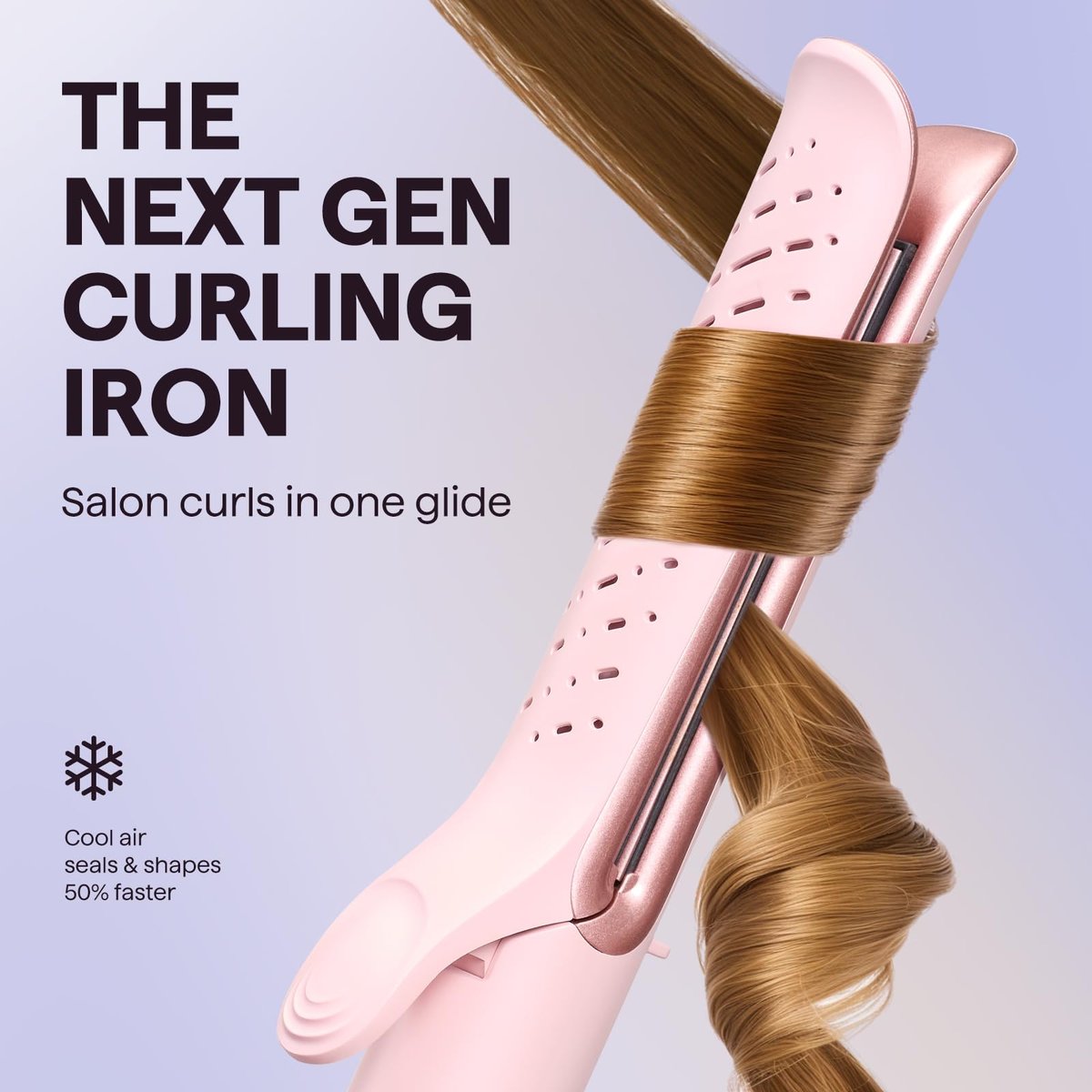 Wavytalk Airflow Styler Whirlwind Curl 2-in-1 Hair Straightener and Curler – Upgraded One Pass Curl Iron, Less Damage, Pink Avelisse