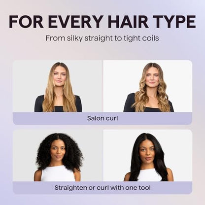 Wavytalk Airflow Styler Whirlwind Curl 2-in-1 Hair Straightener and Curler – Upgraded One Pass Curl Iron, Less Damage, Pink Avelisse