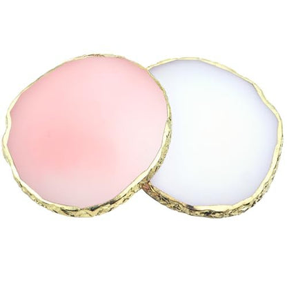 2Pcs Resin Nail Art Palette - White & Pink Gold Edge Nail Polish Holder Display Board for Nail Art Mixing