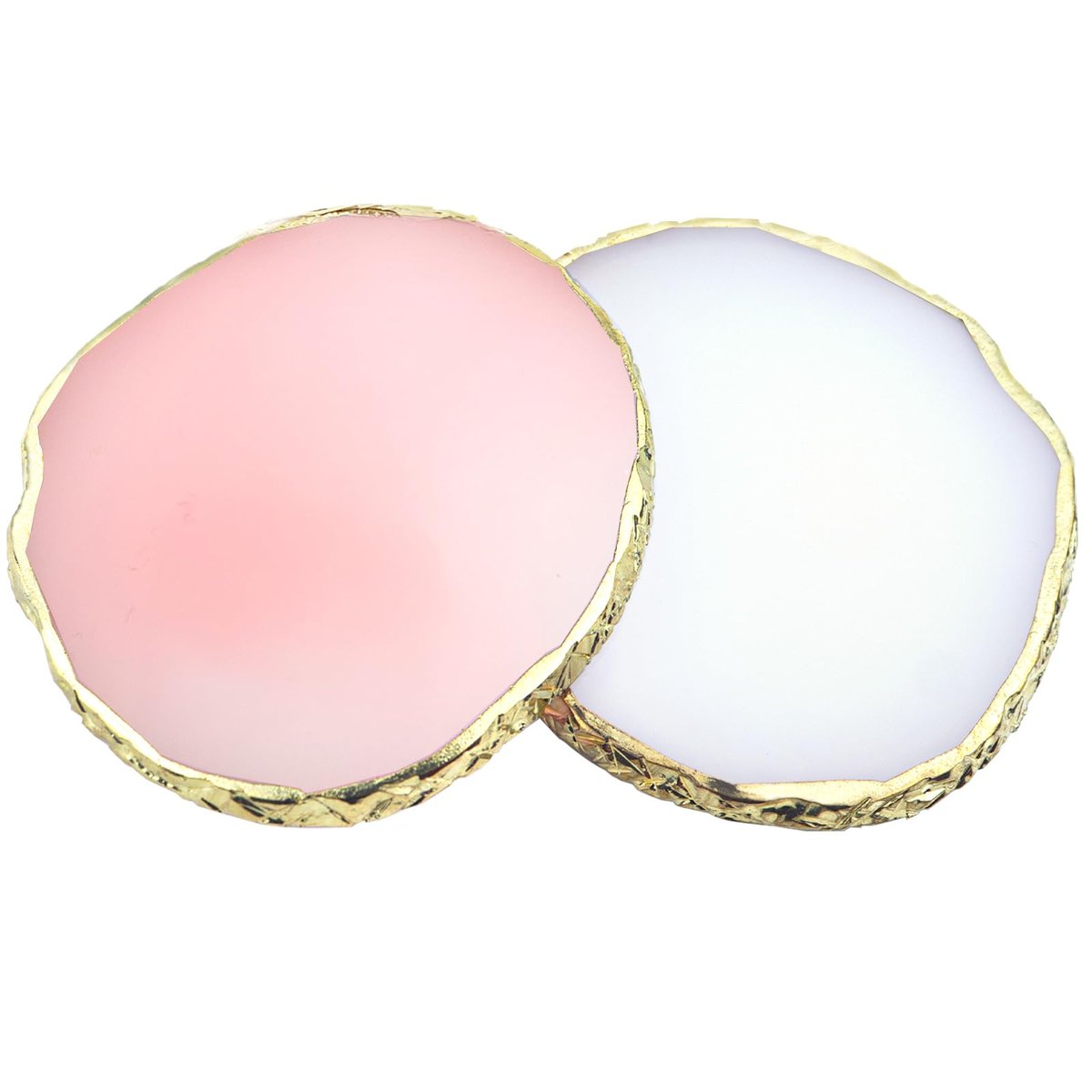 2Pcs Resin Nail Art Palette - White & Pink Gold Edge Nail Polish Holder Display Board for Nail Art Mixing - görsel 1