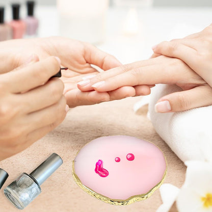 2Pcs Resin Nail Art Palette - White & Pink Gold Edge Nail Polish Holder Display Board for Nail Art Mixing