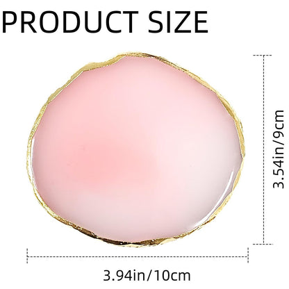 2Pcs Resin Nail Art Palette - White & Pink Gold Edge Nail Polish Holder Display Board for Nail Art Mixing