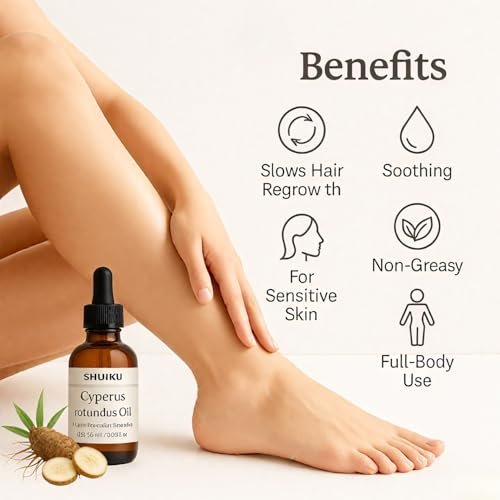 Cyperus Rotundus Oil for Hair Removal 2 PACKS – 100% Pure Natural Cyprus Oil – Organic Herbal Cypress Root Extract for Smooth Skin, Reducing Body Hair Growth, Ingrown Hair & Nourishment – 60ml - görsel 8
