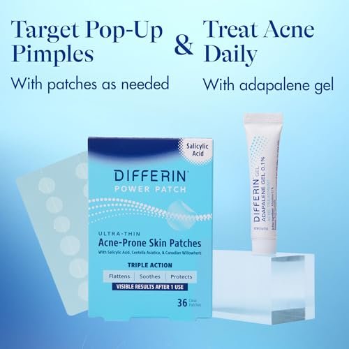Differin Acne Fighter Pack: Retinoid Gel + Salicylic Acid Pimple Patches for Acne-Prone Skin Avelisse