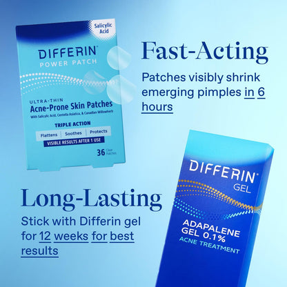 Differin Acne Fighter Pack: Retinoid Gel + Salicylic Acid Pimple Patches for Acne-Prone Skin Avelisse