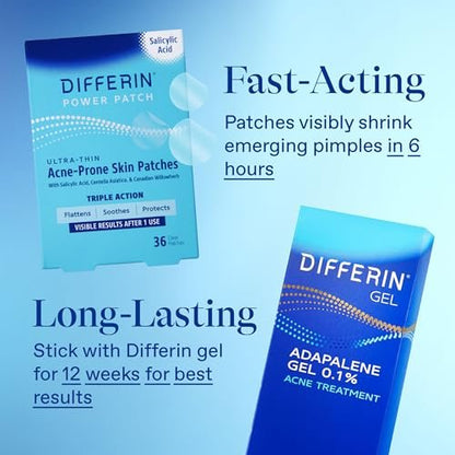Differin Acne Fighter Pack: Retinoid Gel + Salicylic Acid Pimple Patches for Acne-Prone Skin Avelisse