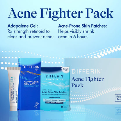 Differin Acne Fighter Pack: Retinoid Gel + Salicylic Acid Pimple Patches for Acne-Prone Skin Avelisse