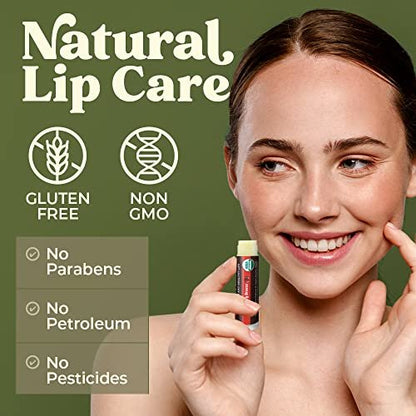 Earth's Daughter USDA Organic Lip Balm 12-Pack (2x 6-Packs) - Fruit Flavors, Beeswax, Coconut Oil, Vitamin E - Best Lip Repair Chapstick for Dry Cracked Lips - Moisturizing Lip Care Avelisse