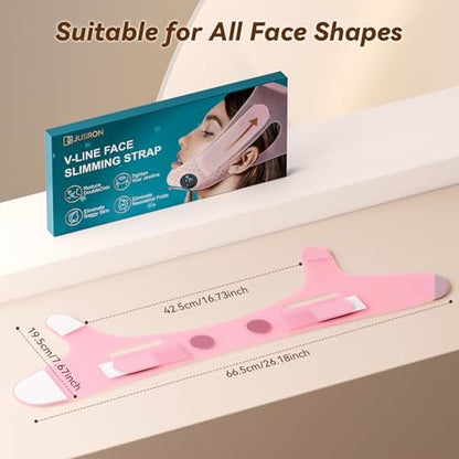 JUSRON V-Line Mask Chin Up Mask Face Strap – Soft Silicone Chin Strap for Jaw Exercising, 23-27 Inches, Wine Pink