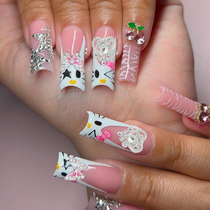 KACHIMOO 106 Pcs Nail Charms and Gems - Silver Nail Rhinestones 3D Butterfly, Bow, Star, Cherry, Cross, Dollar, Heart Shapes for Acrylic Nails (19 Styles)