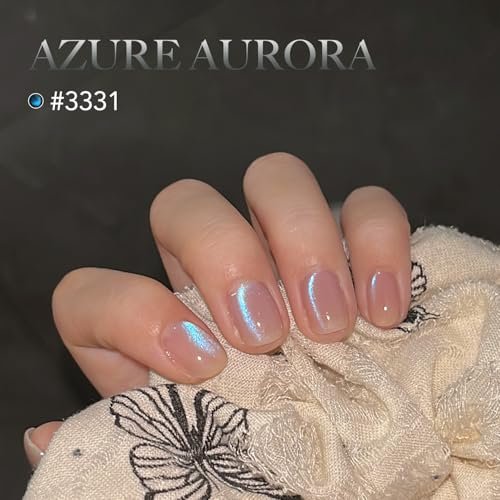 GAOY Blue Glassy Cat Eye Gel Nail Polish - 16ml Holographic Glitter Jelly with Magnet, Reflective Translucent UV Gel (Azure Aurora) - görsel 6