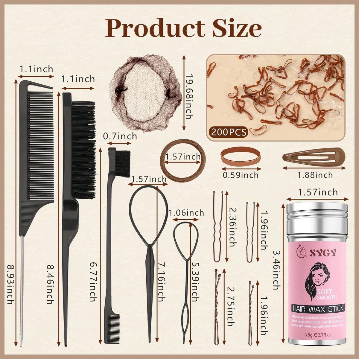 386-Piece Ballet Hair Styling Kit - Hair Wax Stick, Elastic Ties, Bobby Pins, U-Pins, Bun Nets, Combs, Loop Tools, Professional Dance Performance Kit with Storage Box Avelisse