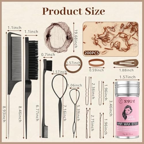 386-Piece Ballet Hair Styling Kit - Hair Wax Stick, Elastic Ties, Bobby Pins, U-Pins, Bun Nets, Combs, Loop Tools, Professional Dance Performance Kit with Storage Box Avelisse