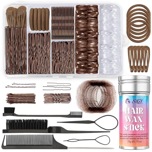 386-Piece Ballet Hair Styling Kit - Hair Wax Stick, Elastic Ties, Bobby Pins, U-Pins, Bun Nets, Combs, Loop Tools, Professional Dance Performance Kit with Storage Box Avelisse