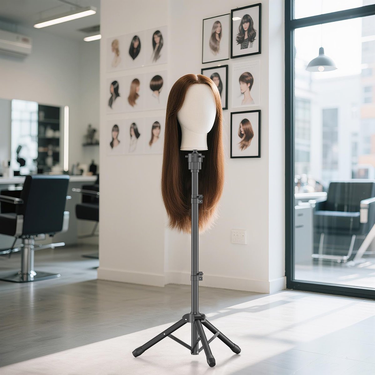 Womnwomn Wig Stand Tripod - 50 Inch Adjustable Mannequin Head Stand for Cosmetology & Hairdressing Training (Head Not Included) Avelisse
