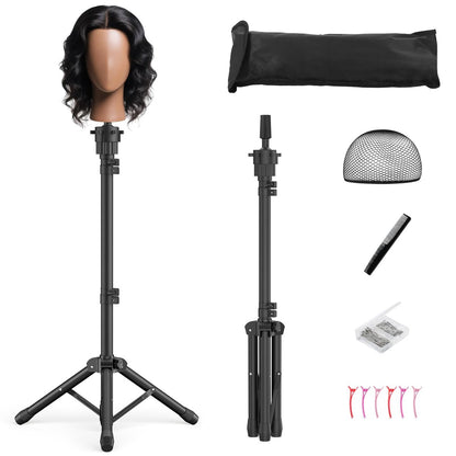 Womnwomn Wig Stand Tripod - 50 Inch Adjustable Mannequin Head Stand for Cosmetology & Hairdressing Training (Head Not Included) Avelisse