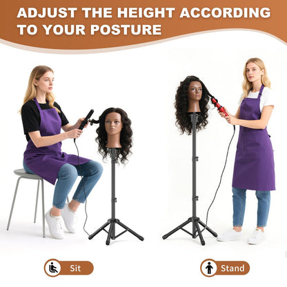 Womnwomn Wig Stand Tripod - 50 Inch Adjustable Mannequin Head Stand for Cosmetology & Hairdressing Training (Head Not Included) Avelisse