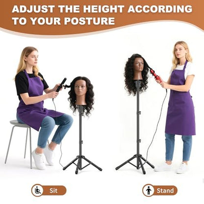 Womnwomn Wig Stand Tripod - 50 Inch Adjustable Mannequin Head Stand for Cosmetology & Hairdressing Training (Head Not Included) Avelisse