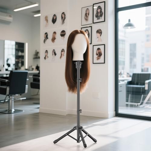 Womnwomn Wig Stand Tripod - 50 Inch Adjustable Mannequin Head Stand for Cosmetology & Hairdressing Training (Head Not Included) Avelisse