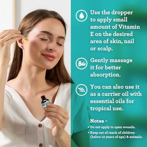 GuruNanda Pure & Natural Vitamin E Oil for Skin, Face, and Nails - 5,000 IU with D-Alpha Tocopherol & MCT Oil, Non-GMO & Vegan, 2 Fl Oz - görsel 8