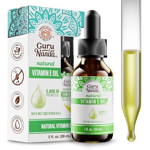 GuruNanda Pure & Natural Vitamin E Oil for Skin, Face, and Nails - 5,000 IU with D-Alpha Tocopherol & MCT Oil, Non-GMO & Vegan, 2 Fl Oz - görsel 2