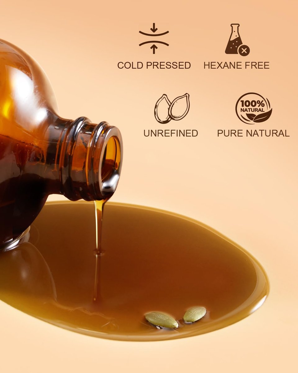 Yoken Pumpkin Seed Oil for Hair & Scalp Care – 100% Pure, Cold-Pressed, Unrefined, Hexane-Free, Nourishes Hair & Skin, Glass Bottle with Pump, 16 fl oz Avelisse