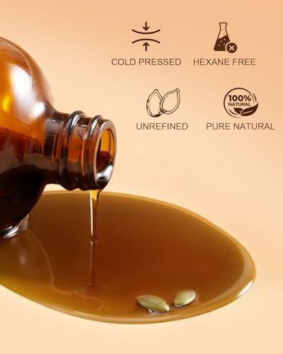 Yoken Pumpkin Seed Oil for Hair & Scalp Care – 100% Pure, Cold-Pressed, Unrefined, Hexane-Free, Nourishes Hair & Skin, Glass Bottle with Pump, 16 fl oz Avelisse