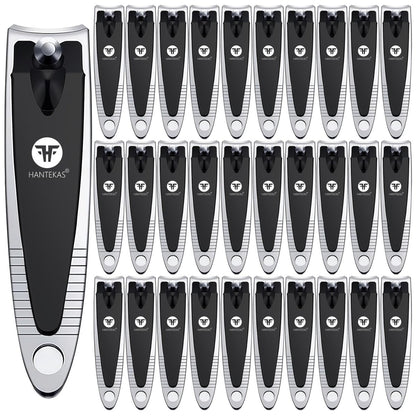 HANTEKAS 30-Piece Bulk Nail Clipper Set – Portable Toenail & Fingernail Clippers with Carbon Steel Blades, Black/Silver