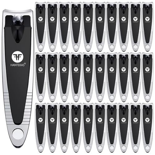 HANTEKAS 30-Piece Bulk Nail Clipper Set – Portable Toenail & Fingernail Clippers with Carbon Steel Blades, Black/Silver - görsel 2