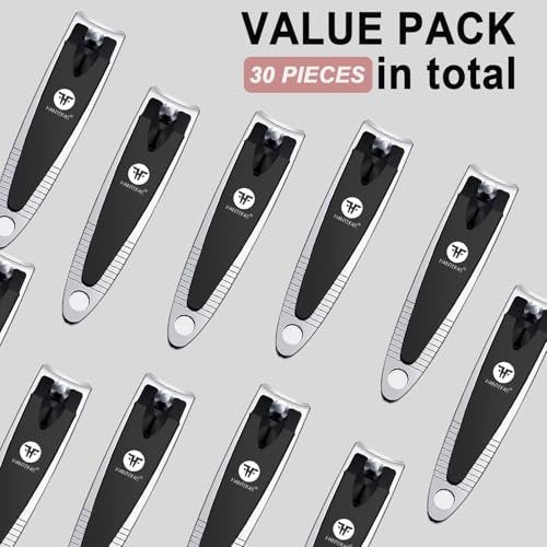 HANTEKAS 30-Piece Bulk Nail Clipper Set – Portable Toenail & Fingernail Clippers with Carbon Steel Blades, Black/Silver - görsel 4