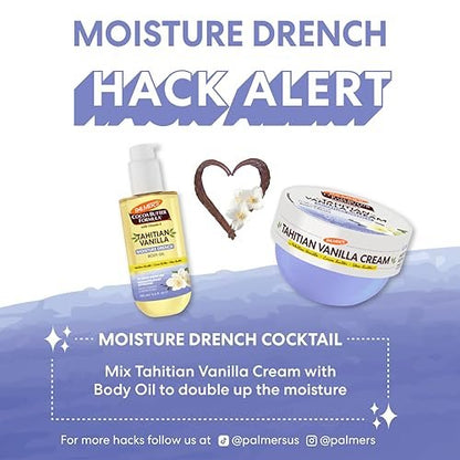 Palmer's Cocoa Butter Formula Body Cream with Tahitian Vanilla, 8.8 oz - 72 Hour Hydration, Shea Butter & Vitamin E, Dermatologist Approved