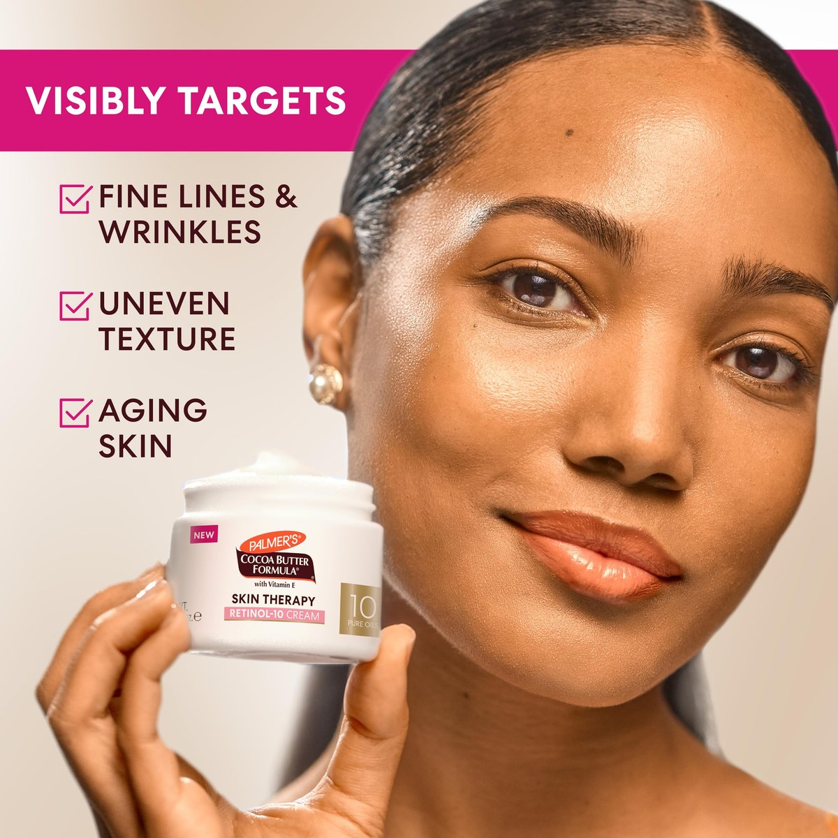 Palmer's Cocoa Butter Formula Face Cream with Retinol-10, Vitamin E & Hyaluronic Acid - 2.7 oz - Helps Reduce Fine Lines & Uneven Skin Tone, 48-Hour Moisture, Dermatologist Approved - görsel 3