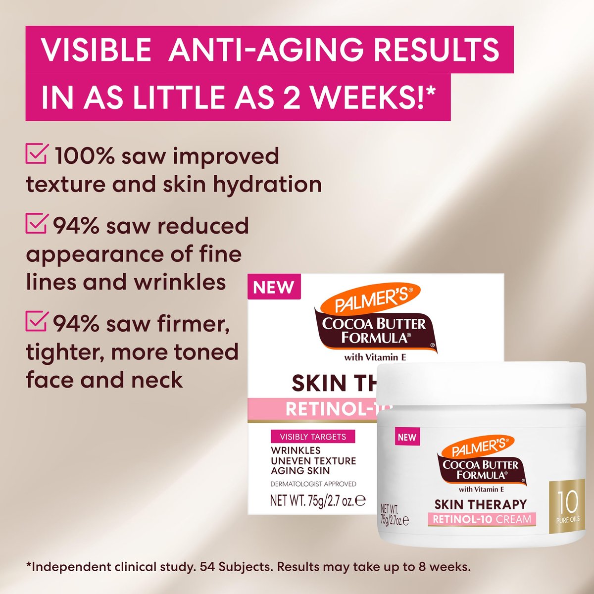 Palmer's Cocoa Butter Formula Face Cream with Retinol-10, Vitamin E & Hyaluronic Acid - 2.7 oz - Helps Reduce Fine Lines & Uneven Skin Tone, 48-Hour Moisture, Dermatologist Approved - görsel 5