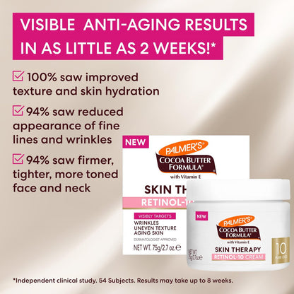 Palmer's Cocoa Butter Formula Face Cream with Retinol-10, Vitamin E & Hyaluronic Acid - 2.7 oz - Helps Reduce Fine Lines & Uneven Skin Tone, 48-Hour Moisture, Dermatologist Approved