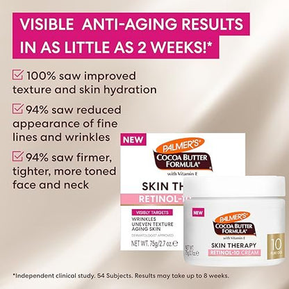 Palmer's Cocoa Butter Formula Face Cream with Retinol-10, Vitamin E & Hyaluronic Acid - 2.7 oz - Helps Reduce Fine Lines & Uneven Skin Tone, 48-Hour Moisture, Dermatologist Approved