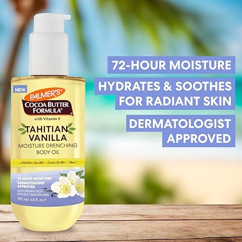 Palmer's Cocoa Butter Formula Body Oil with Tahitian Vanilla, 6.5 oz - 72-Hour Hydration, Shea Butter & Vitamin E for Softer Skin, Dermatologist Approved Avelisse
