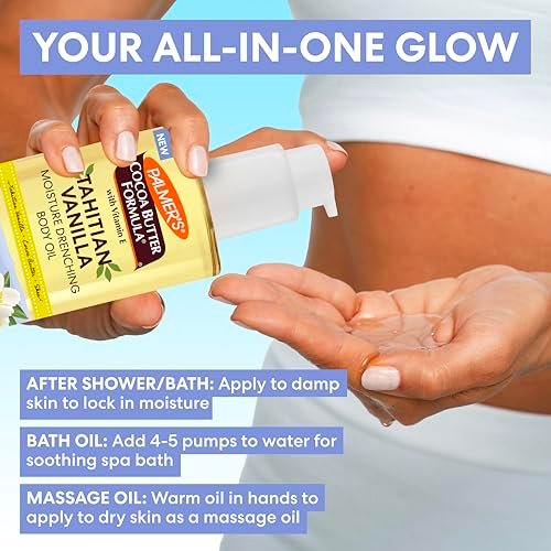 Palmer's Cocoa Butter Formula Body Oil with Tahitian Vanilla, 6.5 oz - 72-Hour Hydration, Shea Butter & Vitamin E for Softer Skin, Dermatologist Approved Avelisse