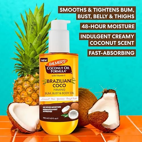 Palmer's Coconut Oil Formula Brazilian Coco Firming Body Oil with Vitamin E, 6.5 Fl Oz - Skin Tightening & Firming for Bum, Bust & Belly, 48Hr Moisture Avelisse