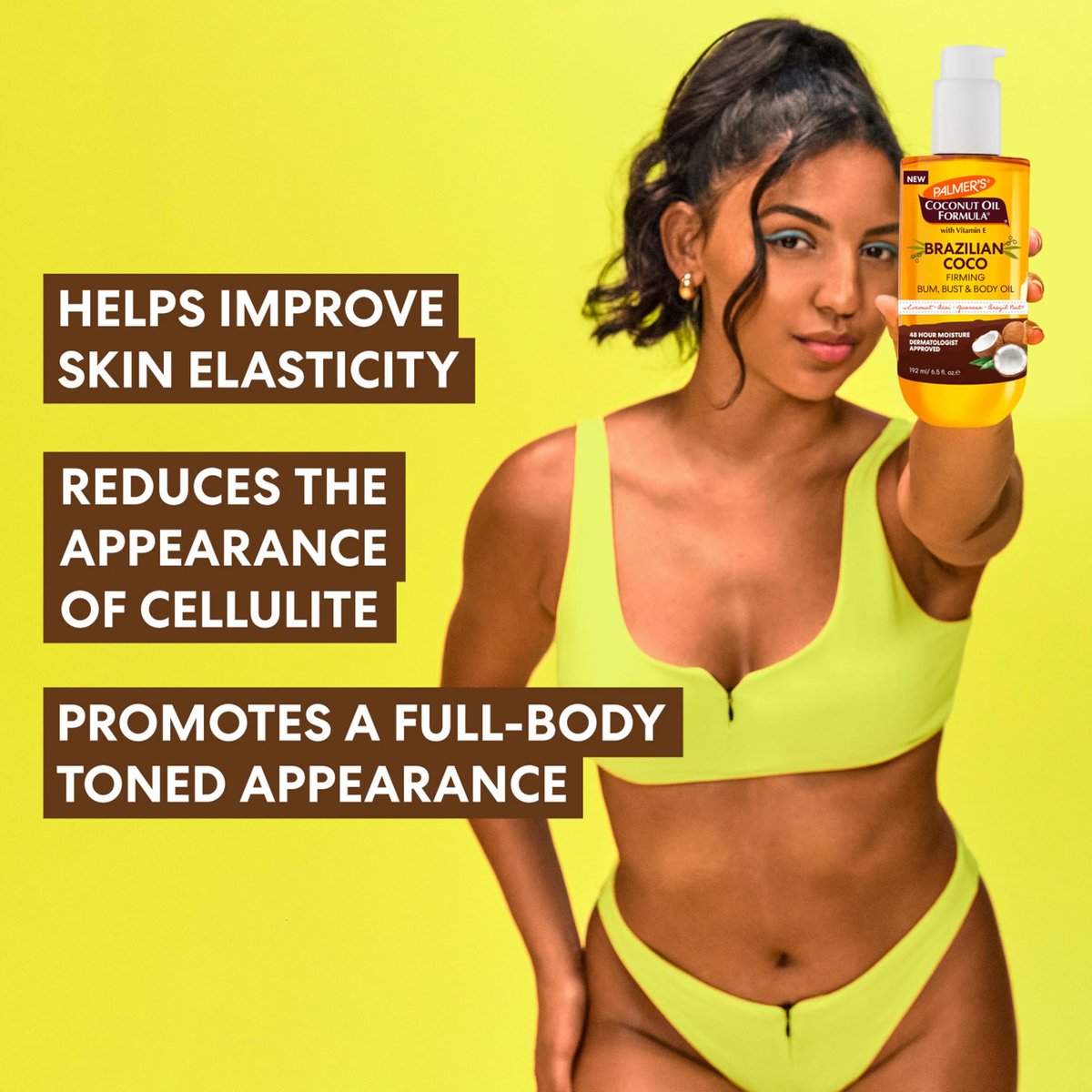 Palmer's Coconut Oil Formula Brazilian Coco Firming Body Oil with Vitamin E, 6.5 Fl Oz - Skin Tightening & Firming for Bum, Bust & Belly, 48Hr Moisture Avelisse