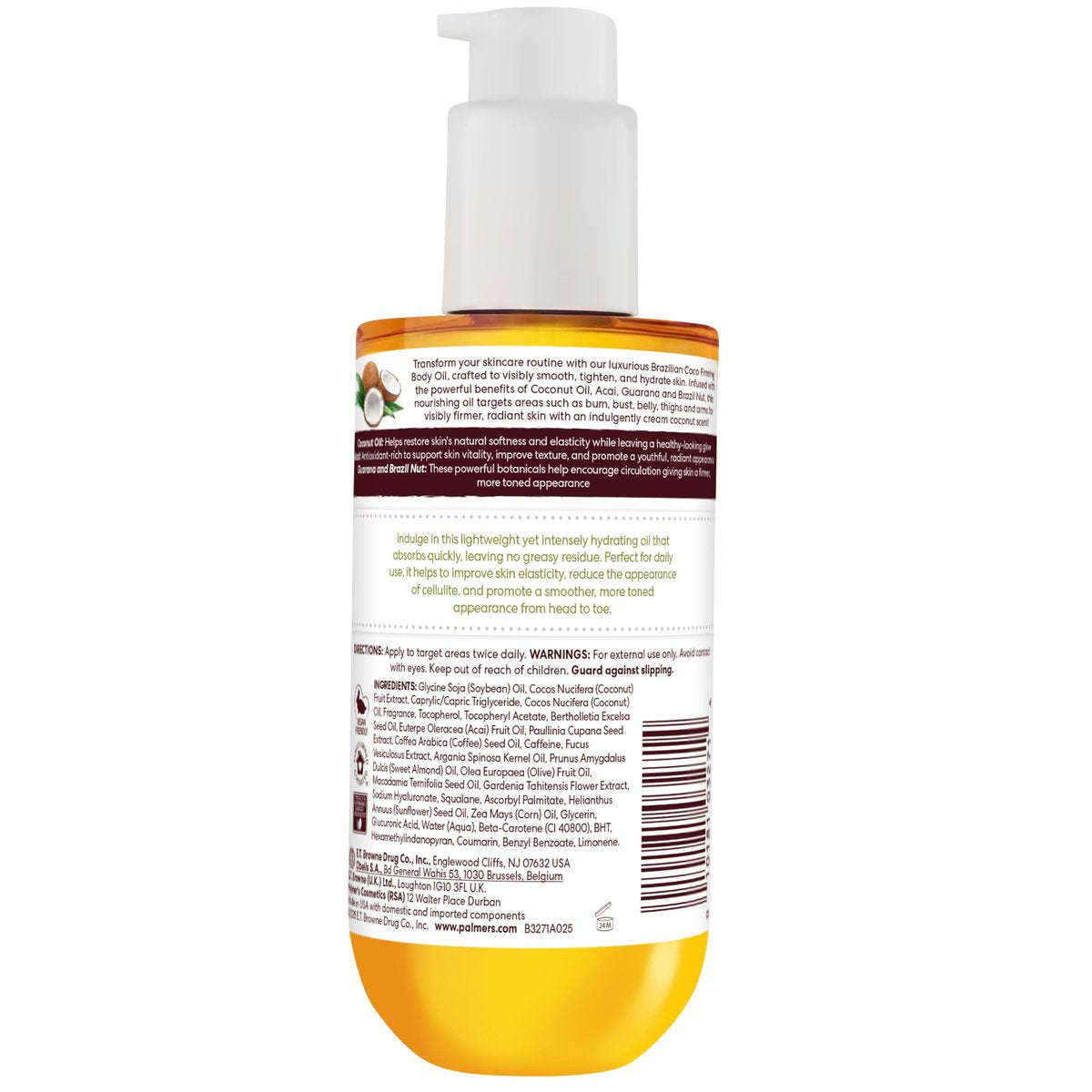 Palmer's Coconut Oil Formula Brazilian Coco Firming Body Oil with Vitamin E, 6.5 Fl Oz - Skin Tightening & Firming for Bum, Bust & Belly, 48Hr Moisture Avelisse
